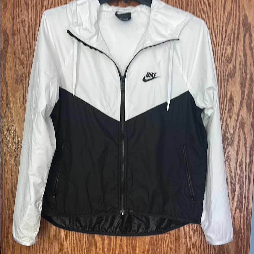 Nike Black and White Utility Jacket with Stand-Up Collar